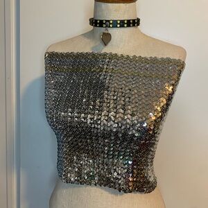 Silver Sequin Women's Top